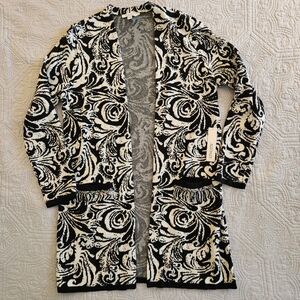 Chico's Textured Tiles Maxi Cardigan Size O (US Size S/4) NWT